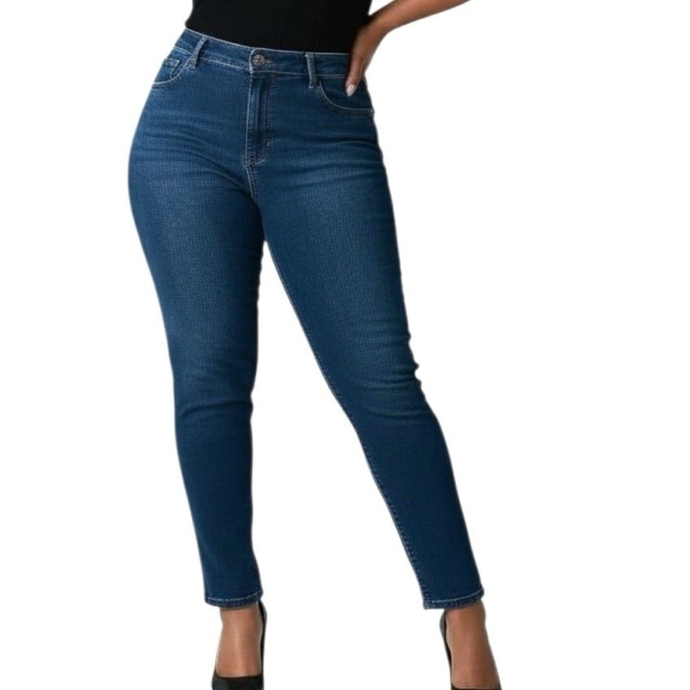 PrettyLittleThing Women Blue Shape Dark Indigo High Waist Super Stretch Jeans 16